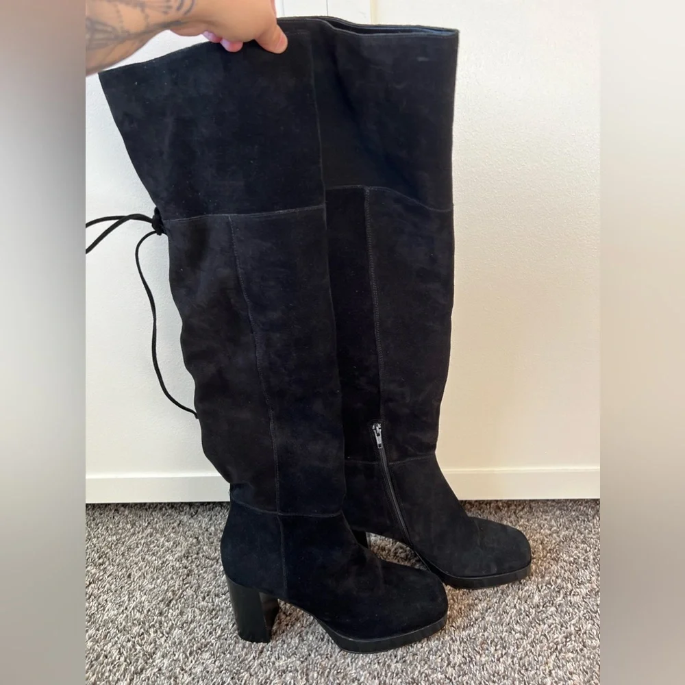 Free People Black Suede NWOT Echo Platform Over The Knee Boot‎ Size 9.5
